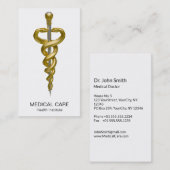 Noble Classy Medical Elegant Gold Silver Asclepius Visitekaartje (Voorkant / Achterkant)