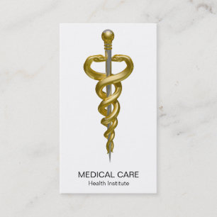 Noble Classy Medical Elegant Gold Silver Asclepius Visitekaartje
