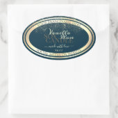 Noble Dark Blue Product Packaging Label Gold Lijst (Tas)