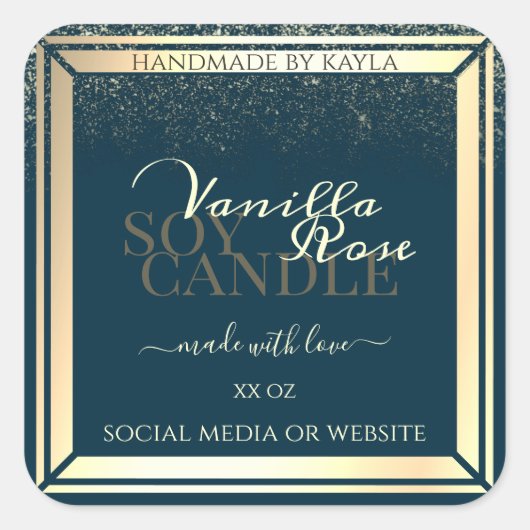 Noble Dark Blue Product Packaging Label Gold Lijst (Voorkant)