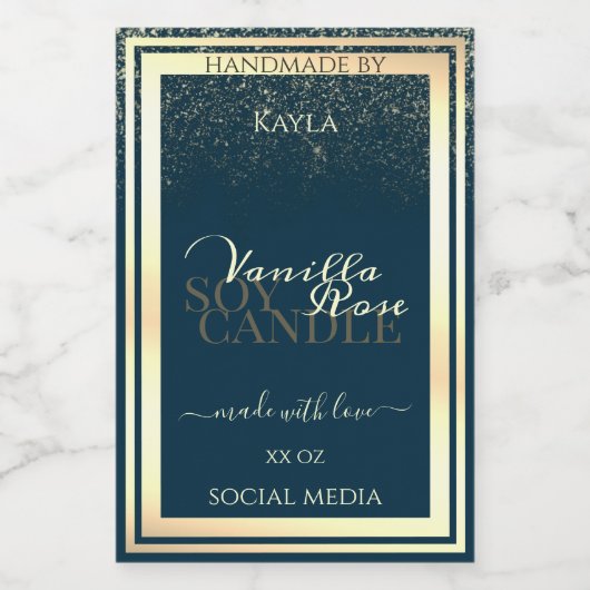 Noble Dark Blue Product Packaging Label Gold Lijst Voedselcontainer Etiket (Enkel label)