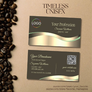 Noble Dark Brown Wavy Gold Decor met Logo QR-code Visitekaartje