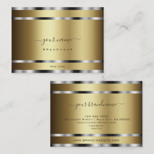 Noble Dark Gold Effect met Chrome Silver Stripes Visitekaartje