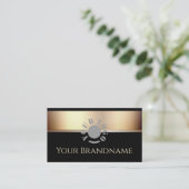 Noble Dark Gold Gradient op zwart met Logo Luxury Visitekaartje (Staand voorkant)