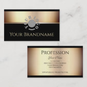 Noble Dark Gold Gradient op zwart met Logo Luxury Visitekaartje (Voorkant / Achterkant)