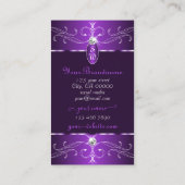 Noble Dark Paarse Lila  Ornamenten Monogram Visitekaartje (Achterkant)