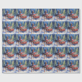 Noble Doberman Guarding Christmas Sleigh Winter Cadeaupapier (Vlak)