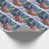 Noble Doberman Guarding Christmas Sleigh Winter Cadeaupapier (Hoek)