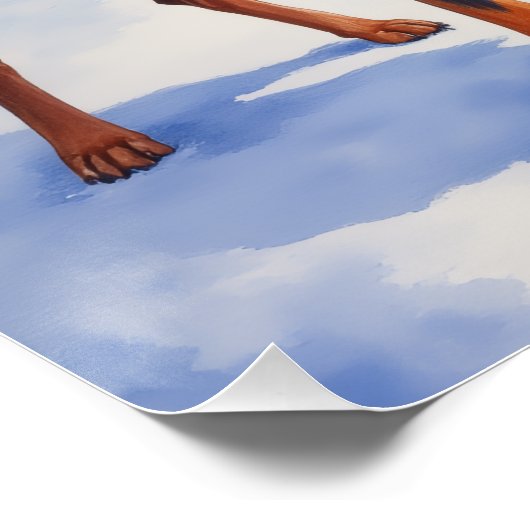 Noble Doberman Guarding Christmas Sleigh Winter Perfect Poster (Hoek)