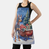 Noble Doberman Guarding Christmas Sleigh Winter Schort (Insitu)