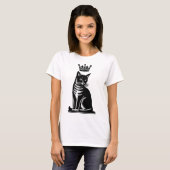 Noble Feline Woodcut Style T-shirt (Voorkant volledig)