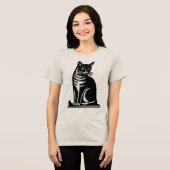 Noble Feline Woodcut Style Tri-Blend Shirt (Voorkant volledig)