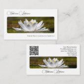 Noble florist white water lily calligraphy QR-Code Visitekaartje (Voorkant / Achterkant)