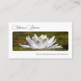 Noble florist white water lily calligraphy QR-Code Visitekaartje