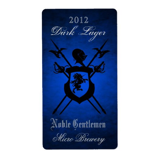Noble Gentlemen Knights Crest Blauw Bierlabel Etiket (Voorkant)