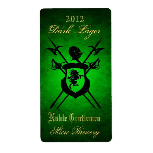 Noble Gentlemen Knights Crest Groen Bierlabel Etiket (Voorkant)
