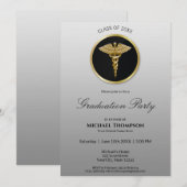 Noble Gold Caduceus Medical Afstuderen Uitnodiging (Voorkant / Achterkant)