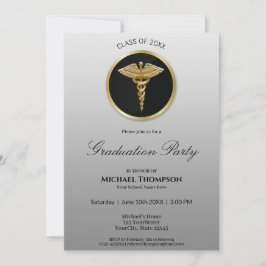 Noble Gold Caduceus Medical Afstuderen Uitnodiging
