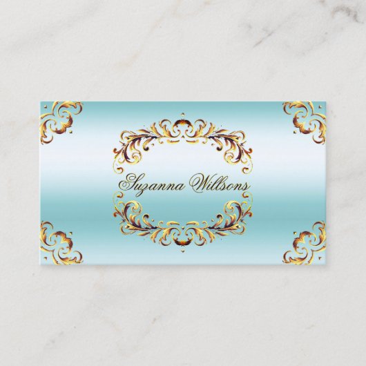 Noble Gold Decor Ice Blue Indrukwekkend en luxe Visitekaartje (Voorkant)