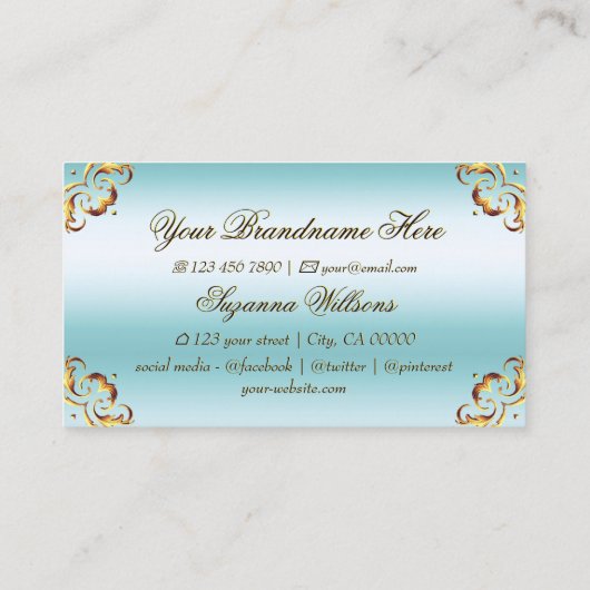 Noble Gold Decor Ice Blue Indrukwekkend en luxe Visitekaartje (Achterkant)