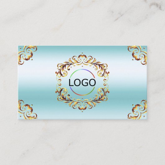 Noble Gold Decor IJsblauw met Logo Impressive Visitekaartje (Voorkant)