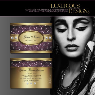 Noble Gold Decor Paarse Glitter Sterren en Diamant Visitekaartje