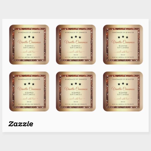 Noble Gold Effect Shimmery Glitter Product Labels (Vel)