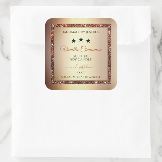Noble Gold Effect Shimmery Glitter Product Labels (Tas)