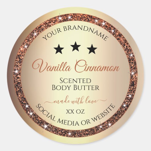Noble Gold Effect Shimmery Glitter Product Labels (Voorkant)