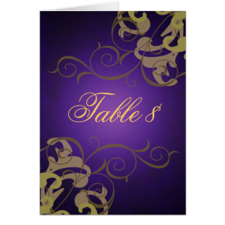 Noble Gold en Paarse Scroll Table Card