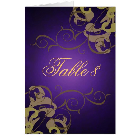 Noble Gold en Paarse Scroll Table Card (Voorkant)