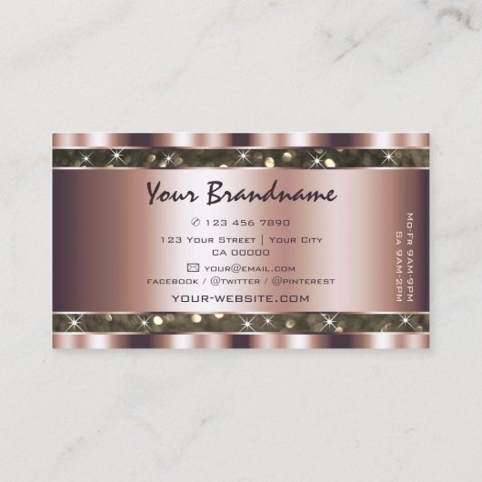 Noble Gold Glitter Sparkle Stars Roos Golden Visitekaartje (Achterkant)