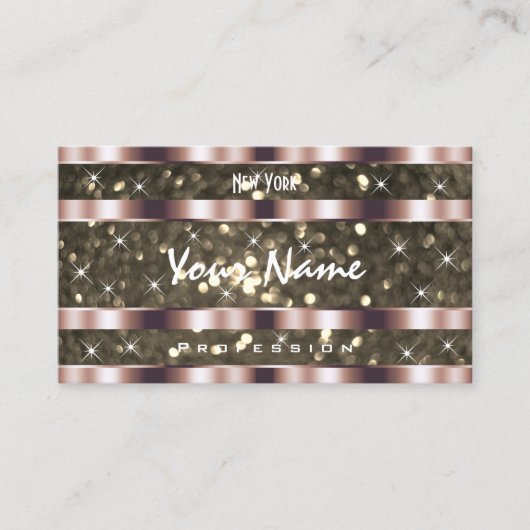 Noble Gold Glitter Sparkle Stars Roos Golden Visitekaartje (Voorkant)