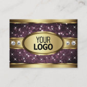 Noble Gold Paarse Glitter Stars Diamonds add Logo Visitekaartje (Voorkant)
