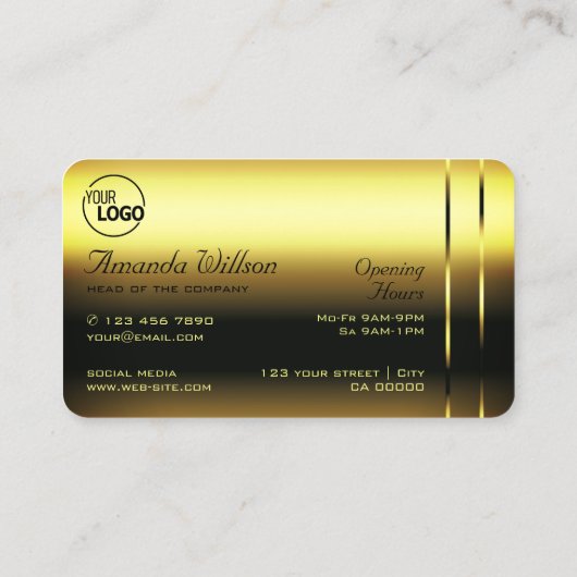 Noble Golden Decorative Shimmery Diamonds en Logo Visitekaartje (Achterkant)