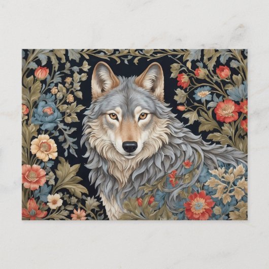 Noble Grey Wolf William Morris geïnspireerd Briefkaart (Voorkant)