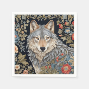 Noble Grey Wolf William Morris geïnspireerd Servet