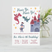 Noble Knight, Dragon, Castle Thmed Birthday Party Kaart (Staand voorkant)