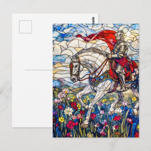 Noble Knight in Armor op het paard Briefkaart (Voorkant / Achterkant)