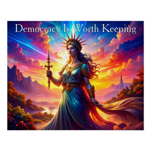 Noble Lady Liberty Democracy Is Worth Keeping Perfect Poster (Voorkant)