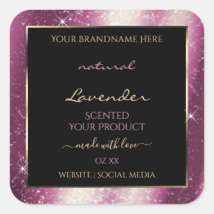 Noble Lavender Sparkle Glitter Lijst Productlabel Vierkante Sticker