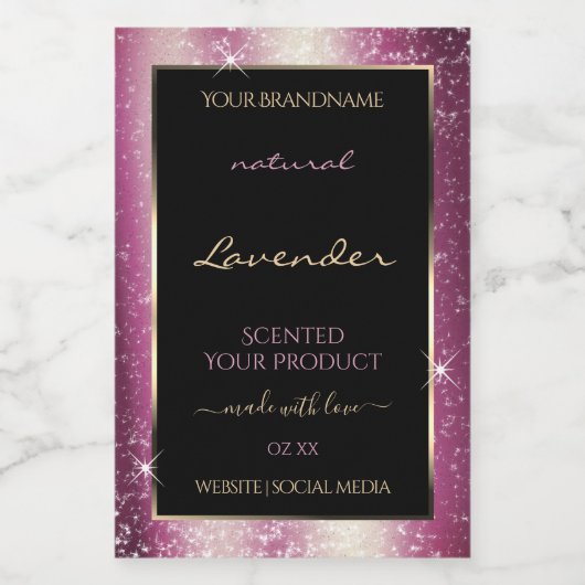 Noble Lavender Sparkle Glitter Lijst Productlabel Voedselcontainer Etiket (Enkel label)