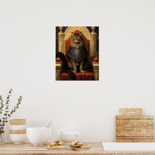 Noble Maine Coon Cat Throne Art Print (Keuken)