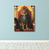 Noble Maine Coon Cat Throne Art Print (Insitu (Houten vloer))