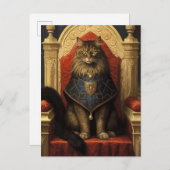 Noble Maine Coon Cat Throne Art Print Briefkaart (Voorkant / Achterkant)