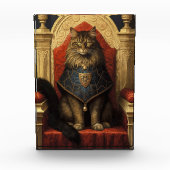 Noble Maine Coon Cat Throne Art Print Fotoblokken (Voorkant)