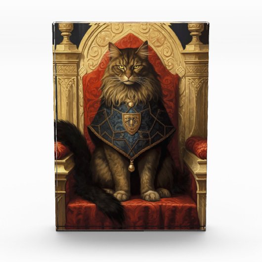 Noble Maine Coon Cat Throne Art Print Fotoblokken (Voorkant)