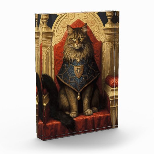Noble Maine Coon Cat Throne Art Print Fotoblokken (Links)