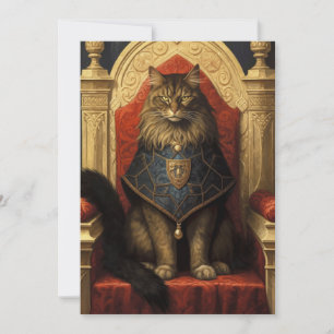 Noble Maine Coon Cat Throne Art Print Kaart