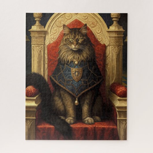 Noble Maine Coon Cat Throne Art Print Legpuzzel (Verticaal)